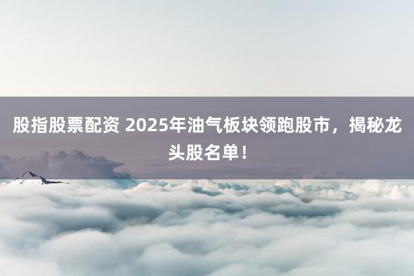 股指股票配资 2025年油气板块领跑股市，揭秘龙头股名单！