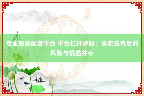 专业股票配资平台 平台杠杆炒股：高收益背后的风险与机遇并存