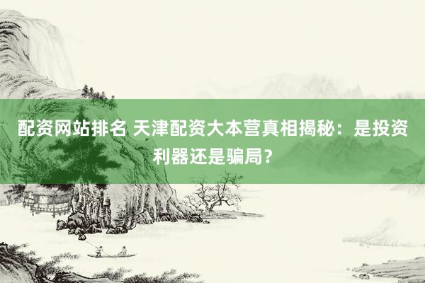 配资网站排名 天津配资大本营真相揭秘：是投资利器还是骗局？