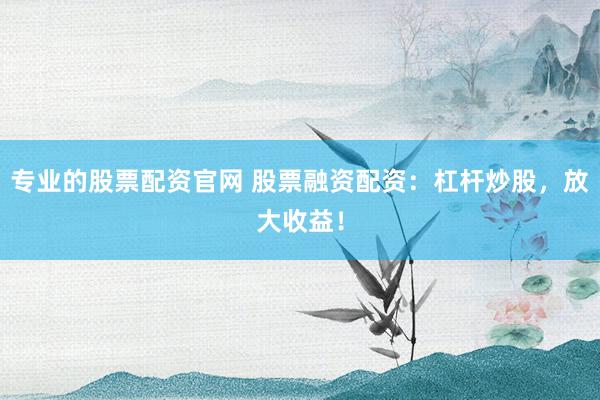 专业的股票配资官网 股票融资配资：杠杆炒股，放大收益！