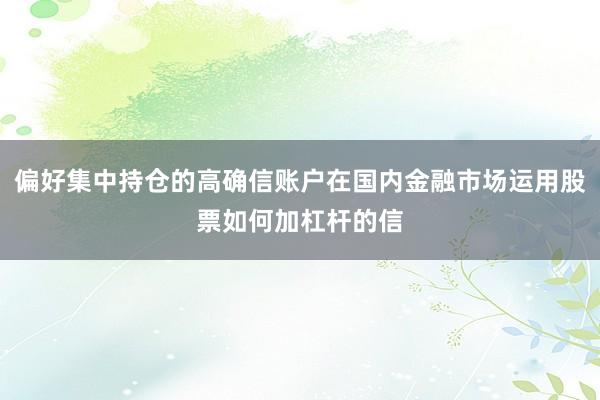 偏好集中持仓的高确信账户在国内金融市场运用股票如何加杠杆的信
